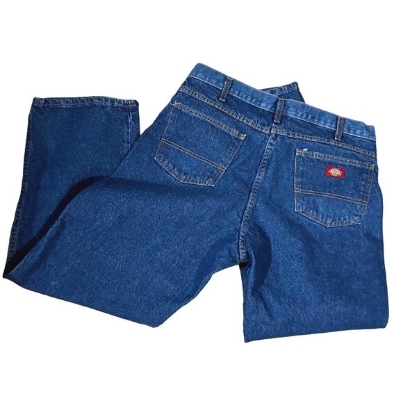 Dickies Mens Blue Jeans Sz 38 x 30 Boot Cut Dark Rinse Denim - Picture 7 of 9